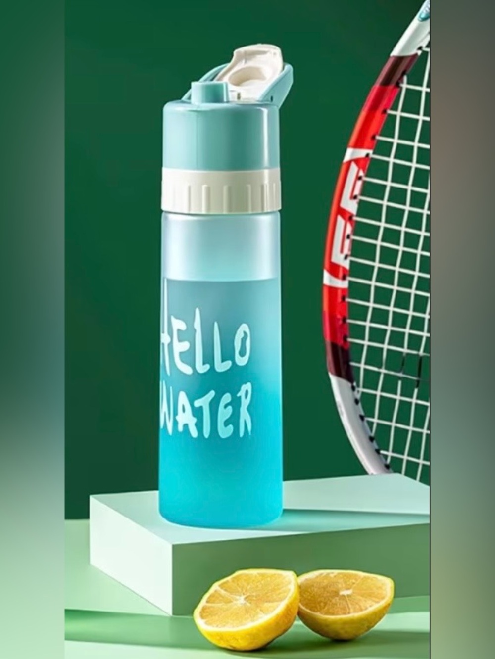 Gradient Color'Hello Water' Water Bottle with Mister 650 ml - Picture 8 of 16